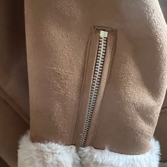 Boohoo MAN Faux Suede/Fur Aviator Jacket Sz M - Picture 3 of 4